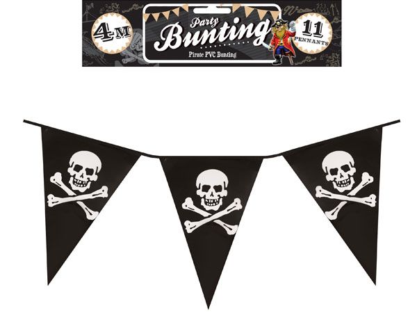 Pirate Skull and Crossbones 4m, 11 Pennants Bunting...zzz