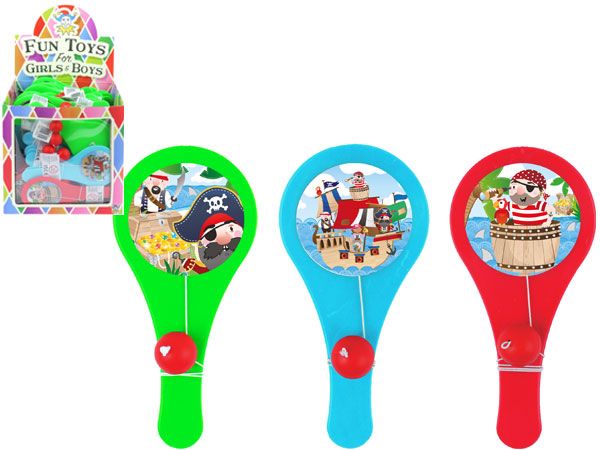96x Pirate Mini Paddle Bat And Ball Games